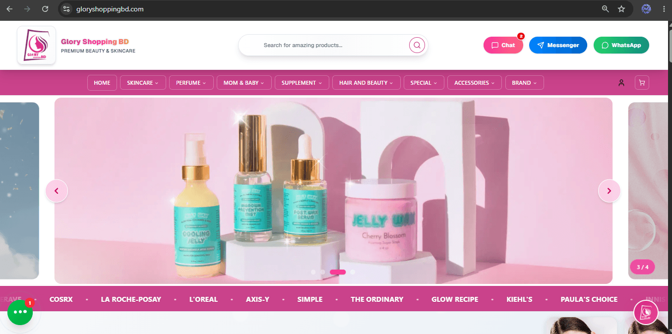 GloryShoppingBD – Beauty & Skincare E-commerce Platform